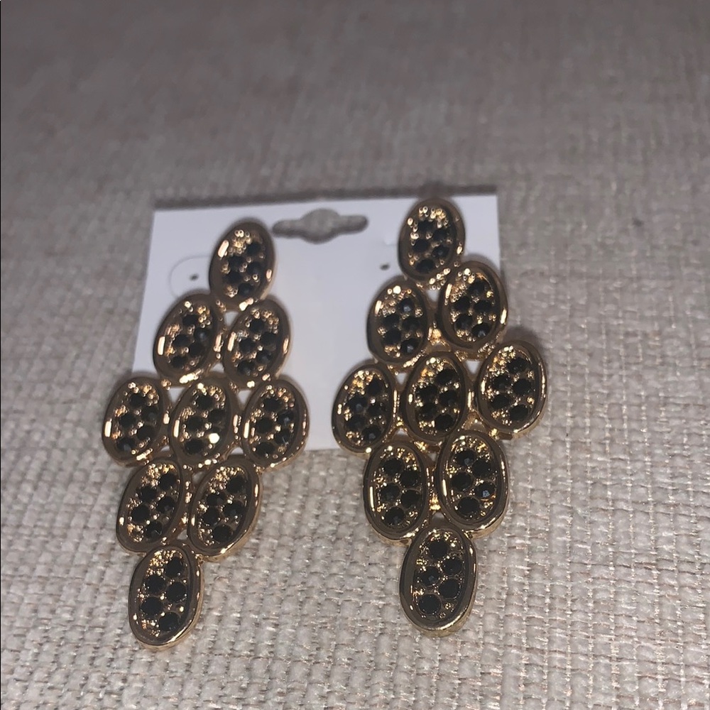 Elegant Gold and Black Earrings